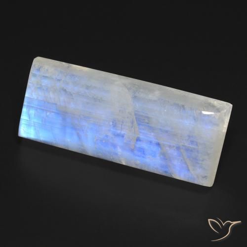 Pietra di luna arcobaleno Bianco bluastro naturale da 27.29 ct, Taglio a baguette, Trasparente
