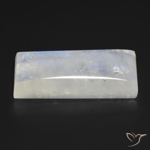 Pietra di luna arcobaleno Bianco bluastro naturale da 27.29 ct, Taglio a baguette, Trasparente