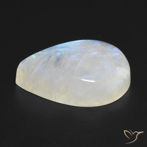 Pietra di luna arcobaleno Bianco bluastro naturale da 12.31 ct, Forma a pera, Trasparente