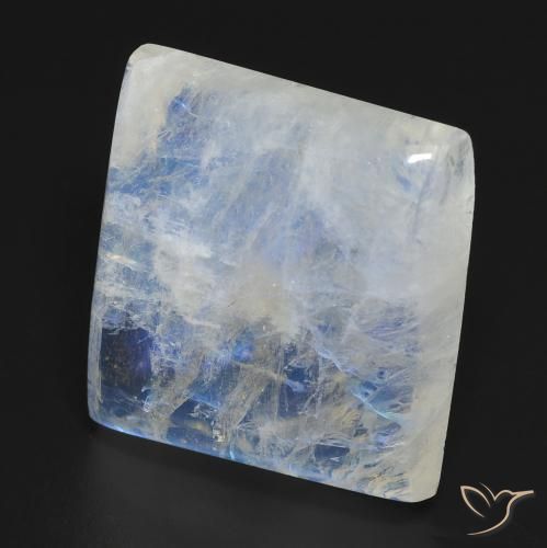 Pietra di luna arcobaleno Bianco bluastro naturale da 19.23 ct, Quadrato, Trasparente