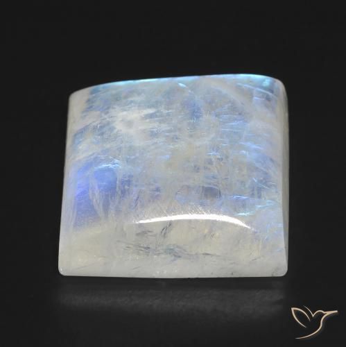 Pietra di luna arcobaleno Bianco bluastro naturale da 19.23 ct, Quadrato, Trasparente