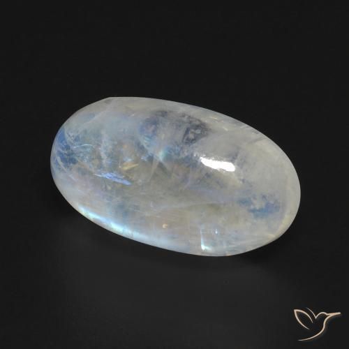 Pietra di luna arcobaleno Bianco bluastro naturale da 8.60 ct, Ovale, Trasparente