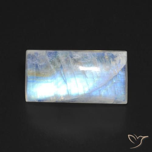 6.47ct Naturale Bianco bluastro Pietra di luna arcobaleno, Taglio a baguette, Trasparente
