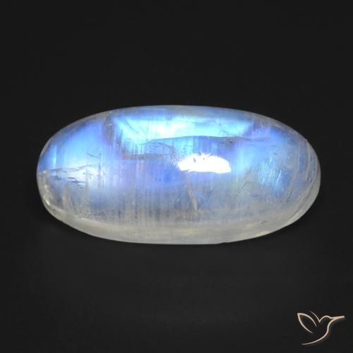 Pietra di luna arcobaleno naturale bianco da 12,12 ct, taglio ovale, trasparente