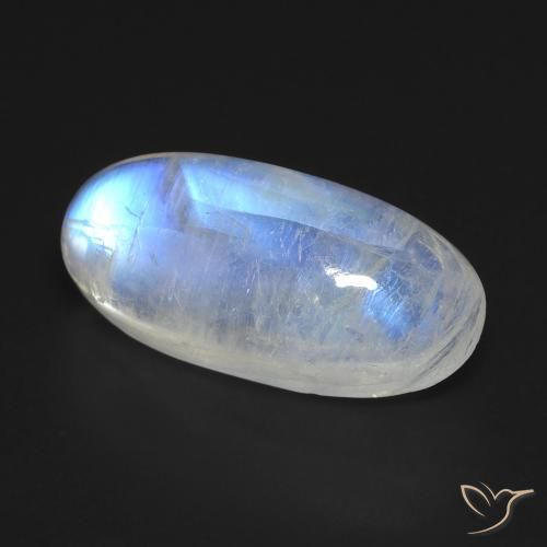 Pietra di luna arcobaleno naturale bianco da 12,12 ct, taglio ovale, trasparente