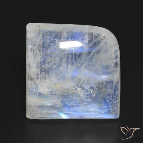 15.23ct Naturale Bianco bluastro Pietra di luna arcobaleno, Taglio a fantasia, Trasparente