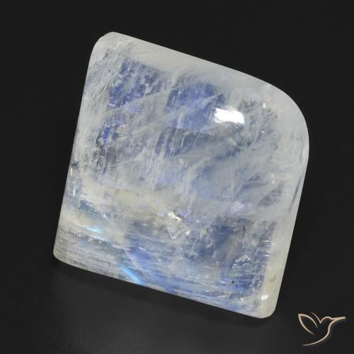 Pietra di luna arcobaleno Bianco bluastro naturale da 15.23 ct, Taglio a fantasia, Trasparente