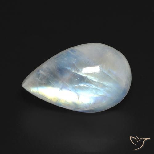 Pietra di luna arcobaleno Bianco bluastro naturale da 13.14 ct, Forma a pera, Trasparente
