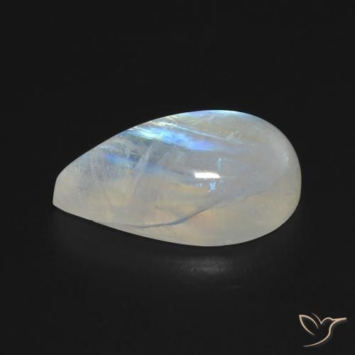 Pietra di luna arcobaleno Bianco bluastro naturale da 13.14 ct, Forma a pera, Trasparente