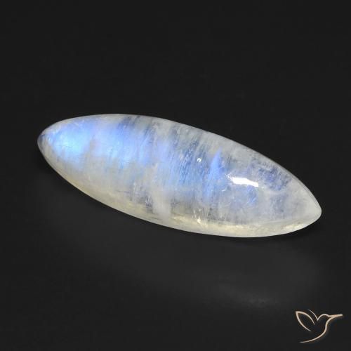 Pietra di luna arcobaleno Bianco bluastro naturale da 8.52 ct, Taglio marquise, Trasparente
