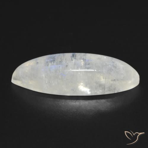 Pietra di luna arcobaleno Bianco bluastro naturale da 8.52 ct, Taglio marquise, Trasparente