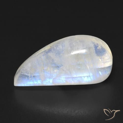 Pietra di luna arcobaleno Bianco bluastro naturale da 9.10 ct, Taglio a fantasia, Trasparente