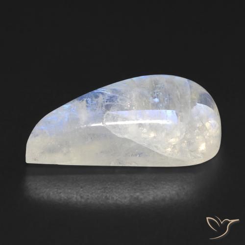 Pietra di luna arcobaleno Bianco bluastro naturale da 9.10 ct, Taglio a fantasia, Trasparente