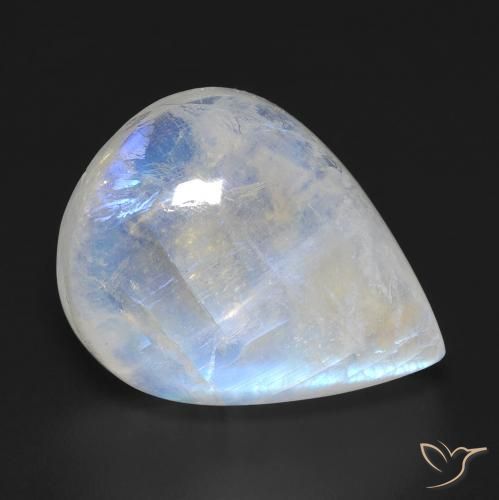 Pietra di luna arcobaleno Bianco bluastro naturale da 12.94 ct, Forma a pera, Trasparente