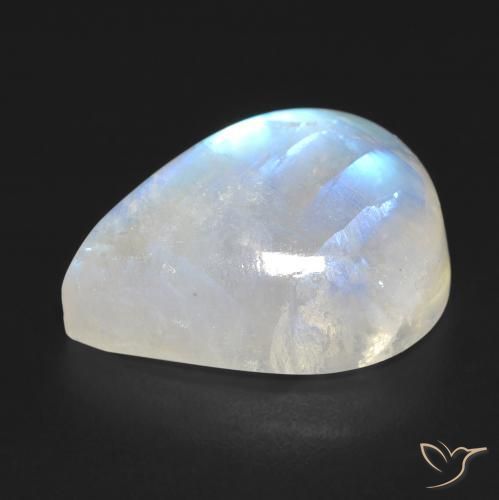 Pietra di luna arcobaleno Bianco bluastro naturale da 12.94 ct, Forma a pera, Trasparente