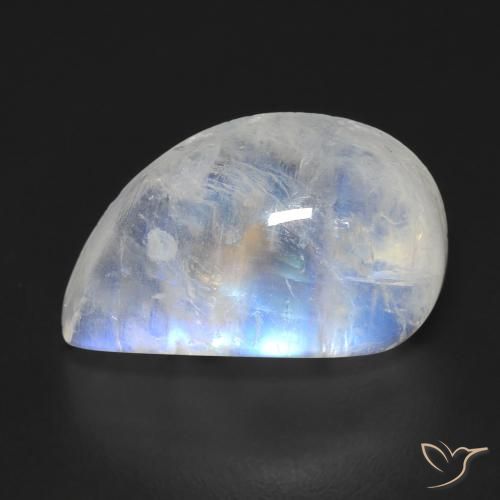 Pietra di luna arcobaleno Bianco bluastro naturale da 9.35 ct, Taglio a fantasia, Trasparente