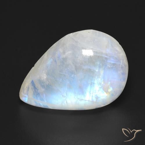 Pietra di luna arcobaleno Bianco bluastro naturale da 12.07 ct, Forma a pera, Trasparente