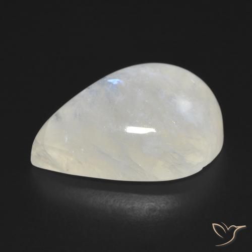 Pietra di luna arcobaleno Bianco bluastro naturale da 12.07 ct, Forma a pera, Trasparente