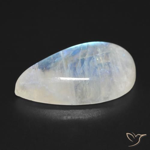 Pietra di luna arcobaleno Bianco bluastro naturale da 10.55 ct, Forma a pera, Trasparente