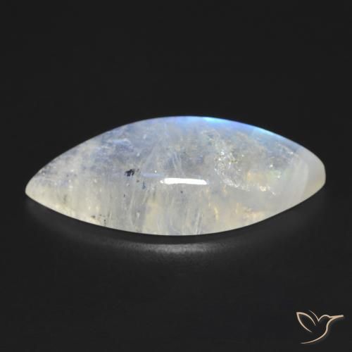 Pietra di luna arcobaleno Bianco bluastro naturale da 9.25 ct, Taglio marquise, Trasparente