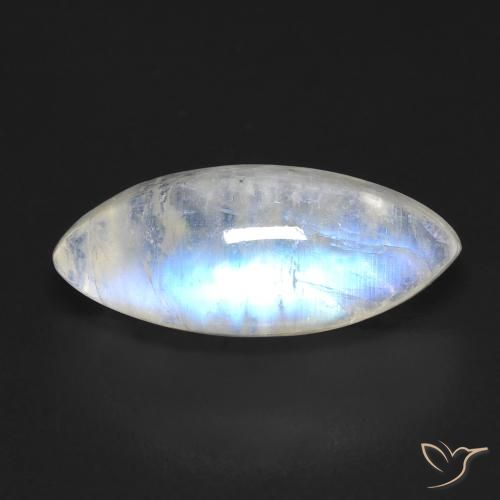5.97ct Naturale Bianco bluastro Pietra di luna arcobaleno, Taglio marquise, Trasparente