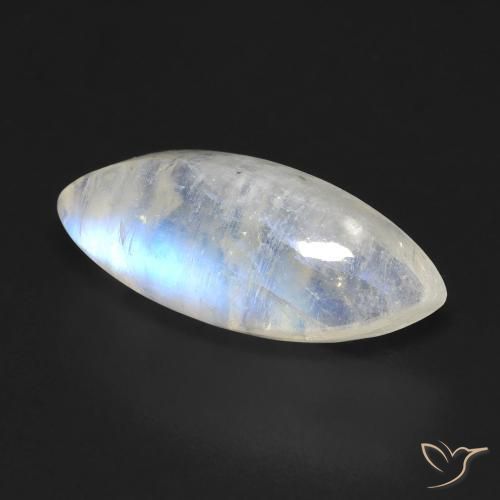 Pietra di luna arcobaleno Bianco bluastro naturale da 5.97 ct, Taglio marquise, Trasparente