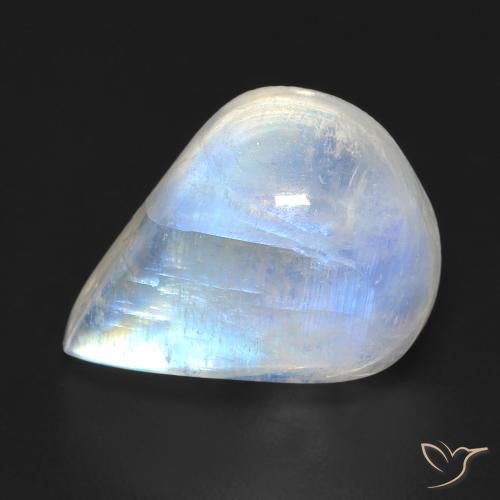 9.93ct Naturale Bianco bluastro Pietra di luna arcobaleno, Forma a pera, Trasparente