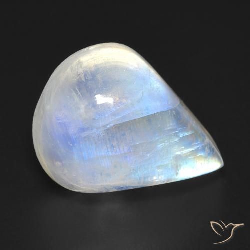 Pietra di luna arcobaleno Bianco bluastro naturale da 9.93 ct, Forma a pera, Trasparente