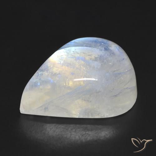 Pietra di luna arcobaleno Bianco bluastro naturale da 9.93 ct, Forma a pera, Trasparente