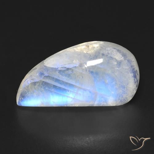 9.01ct Naturale Bianco bluastro Pietra di luna arcobaleno, Taglio a fantasia, Trasparente