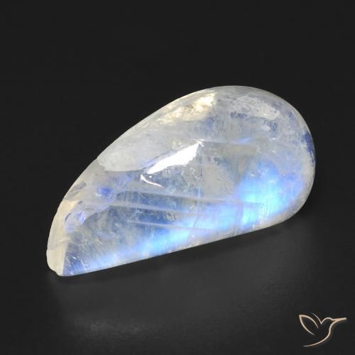 Pietra di luna arcobaleno Bianco bluastro naturale da 9.01 ct, Taglio a fantasia, Trasparente