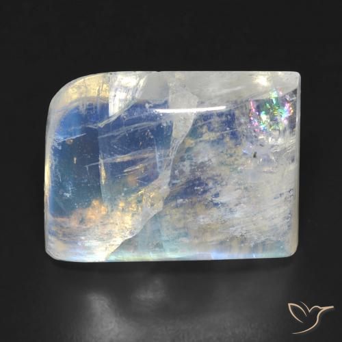 16.19ct Naturale Bianco bluastro Pietra di luna arcobaleno, Taglio a fantasia, Trasparente