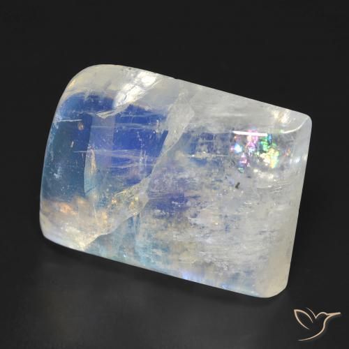 Pietra di luna arcobaleno Bianco bluastro naturale da 16.19 ct, Taglio a fantasia, Trasparente