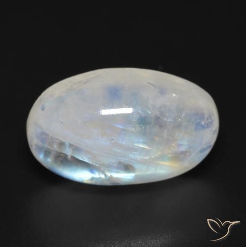 8.92ct Naturale Bianco bluastro Pietra di luna arcobaleno, Ovale, Trasparente