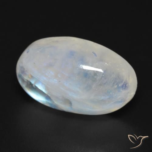 Pietra di luna arcobaleno Bianco bluastro naturale da 8.92 ct, Ovale, Trasparente