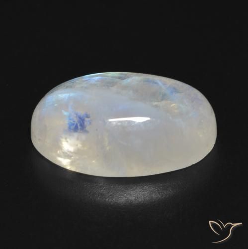 Pietra di luna arcobaleno Bianco bluastro naturale da 8.92 ct, Ovale, Trasparente