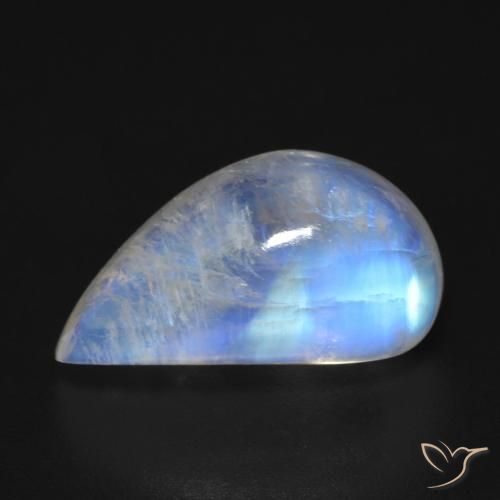 Pietra di luna arcobaleno Bianco bluastro naturale da 9.48 ct, Taglio a fantasia, Trasparente