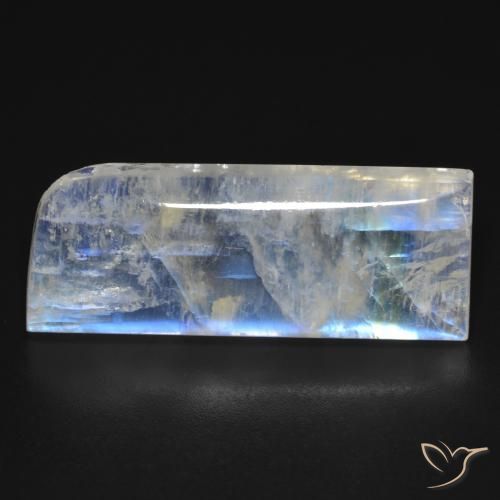 20.09ct Naturale Bianco bluastro Pietra di luna arcobaleno, Taglio a fantasia, Trasparente