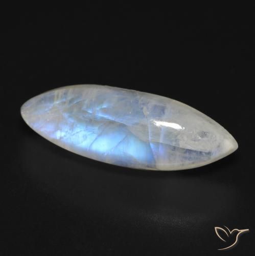 Pietra di luna arcobaleno Bianco bluastro naturale da 8.12 ct, Taglio marquise, Trasparente