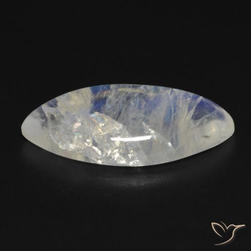 Pietra di luna arcobaleno Bianco bluastro naturale da 8.85 ct, Taglio marquise, Trasparente