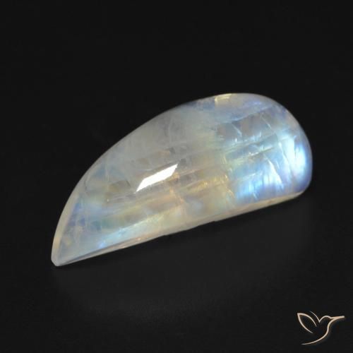 9.83ct Naturale Bianco bluastro Pietra di luna arcobaleno, Taglio a fantasia, Trasparente