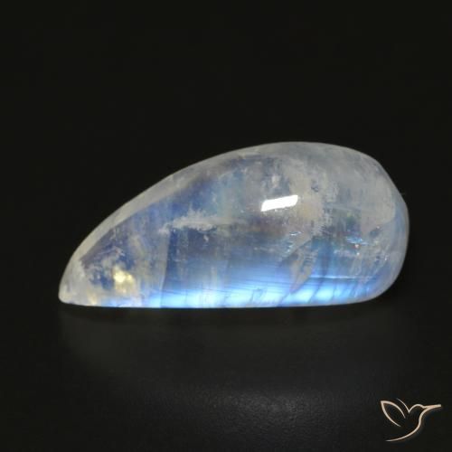 10.24ct Naturale Bianco bluastro Pietra di luna arcobaleno, Taglio a fantasia, Trasparente