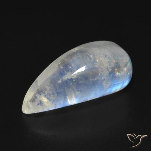 Pietra di luna arcobaleno Bianco bluastro naturale da 10.24 ct, Taglio a fantasia, Trasparente