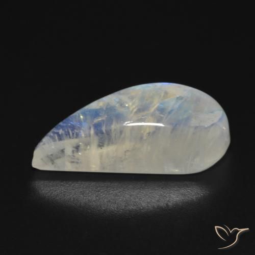 Pietra di luna arcobaleno Bianco bluastro naturale da 10.24 ct, Taglio a fantasia, Trasparente