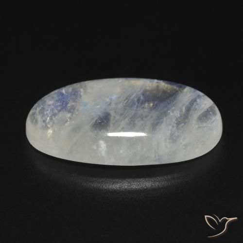 Pietra di luna arcobaleno Bianco bluastro naturale da 7.73 ct, Ovale, Trasparente