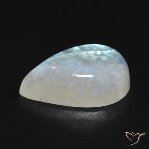 Pietra di luna arcobaleno Bianco bluastro naturale da 7.30 ct, Forma a pera, Trasparente