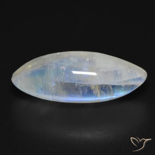 9.26ct Naturale Bianco bluastro Pietra di luna arcobaleno, Taglio marquise, Trasparente