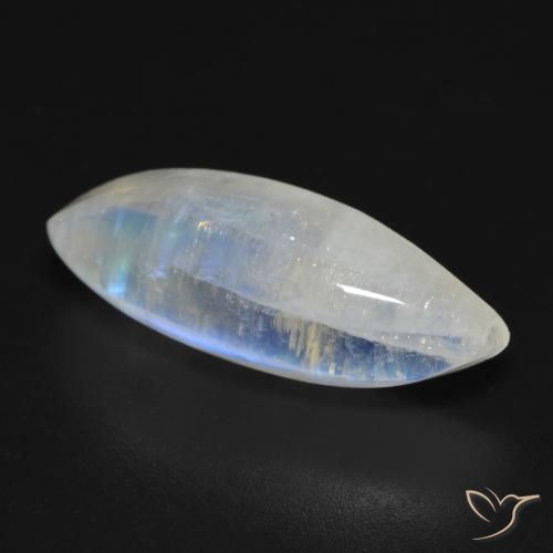 Pietra di luna arcobaleno Bianco bluastro naturale da 9.26 ct, Taglio marquise, Trasparente