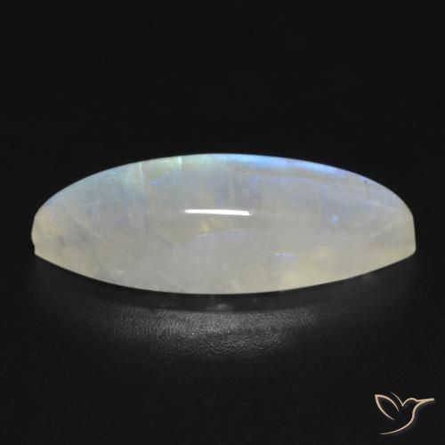 Pietra di luna arcobaleno Bianco bluastro naturale da 9.26 ct, Taglio marquise, Trasparente