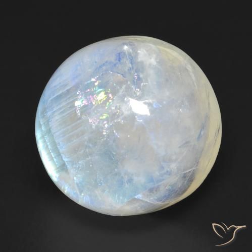 Pietra di luna arcobaleno Bianco bluastro naturale da 18.37 ct, Rotondo, Trasparente